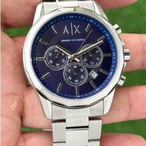 Armani Exchange Chronograph Silver Blue Dial 12-Hour