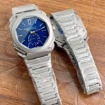 Bvlgari Octagonal Grey Blue Dial Chronograph