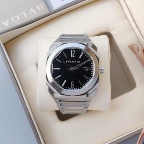 Bvlgari Octo Solotempo Silver Black Dial 44mm
