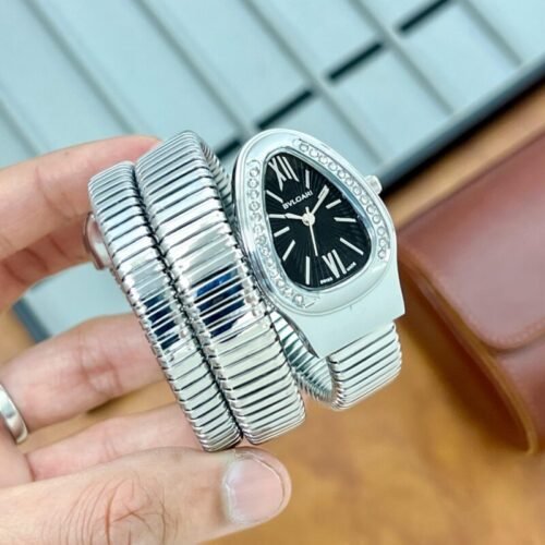 Bvlgari Serpenti Tubogas Silver Black Dial