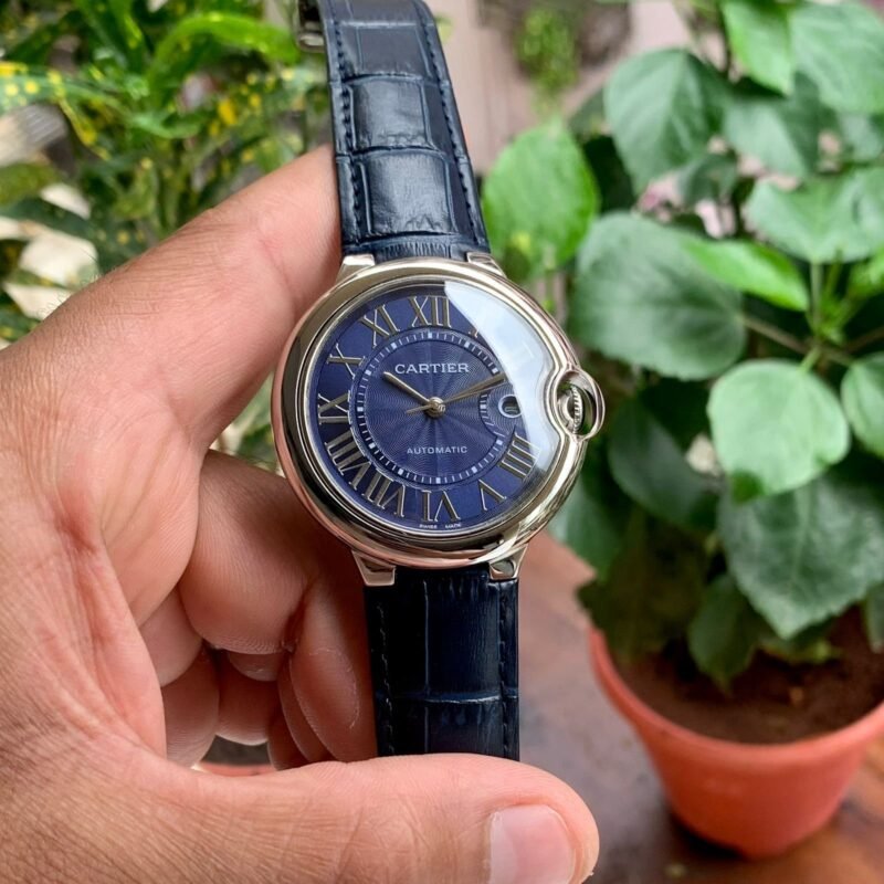 Cartier Ballon Bleu Gents Blue Dial Leather