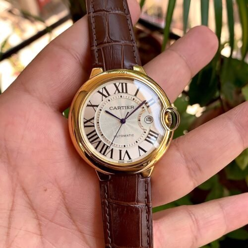 Cartier Ballon Bleu Gents Gold-Brown Leather