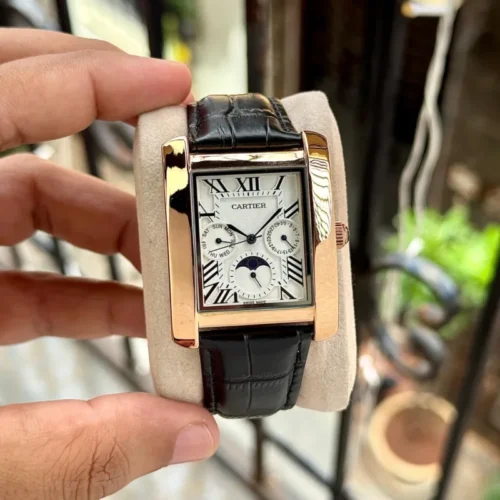 Cartier Tank Moon Phase White Dial Watch
