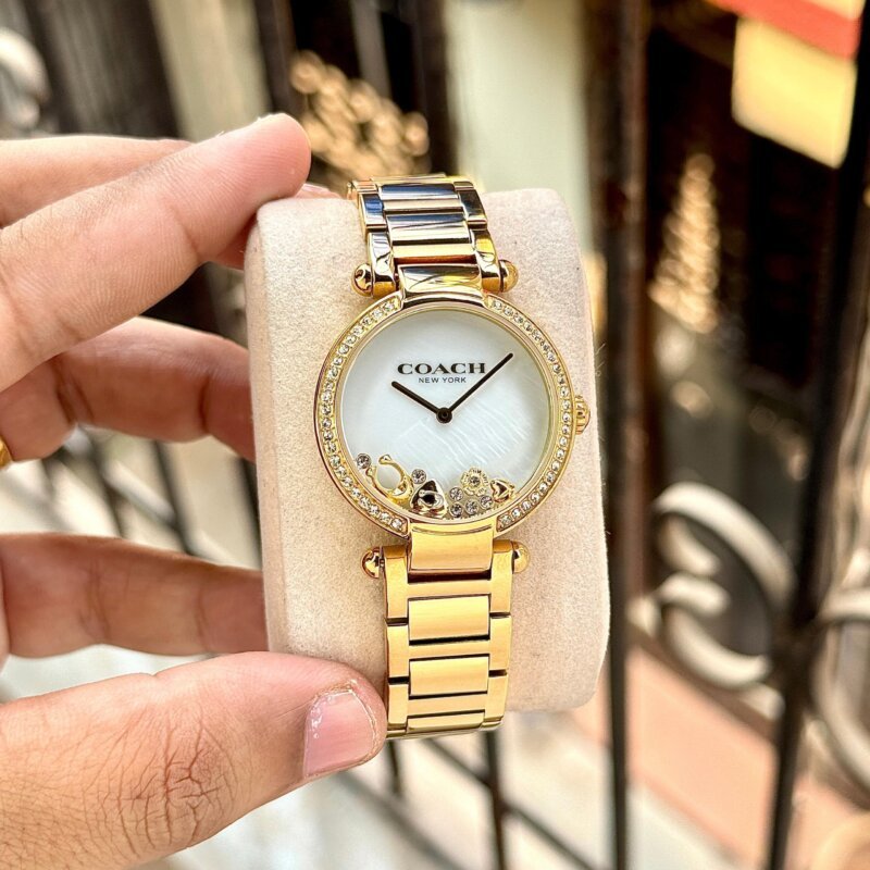 Coach Cary Golden White Dial Timepiece