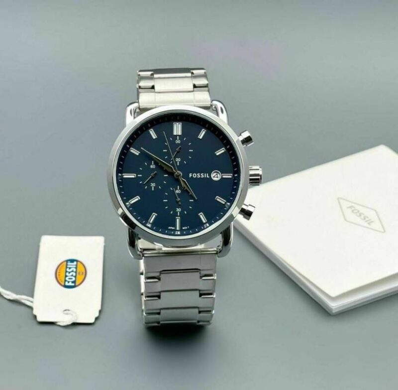 Fossil FS Chronograph Silver Blue Dial