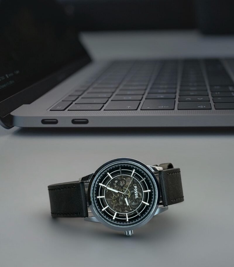 Fossil FSA Skeleton Black Dial