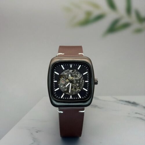 Fossil FSA Square Skeleton Black Dial