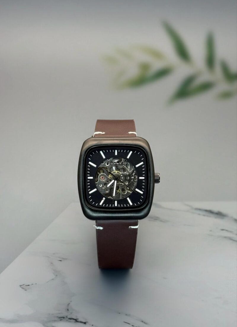 Fossil FSA Square Skeleton Black Dial