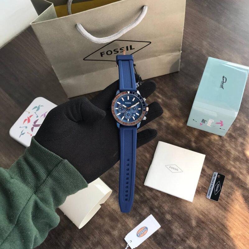 Fossil GMT Dive Blue Rubber Strap Fossil GMT Dive Blue Rubber Strap