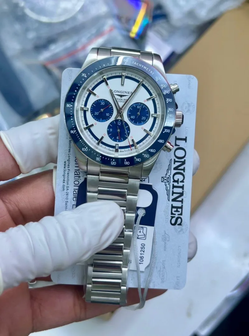 Longines Conquest Chronograph 42mm White Blue Dial
