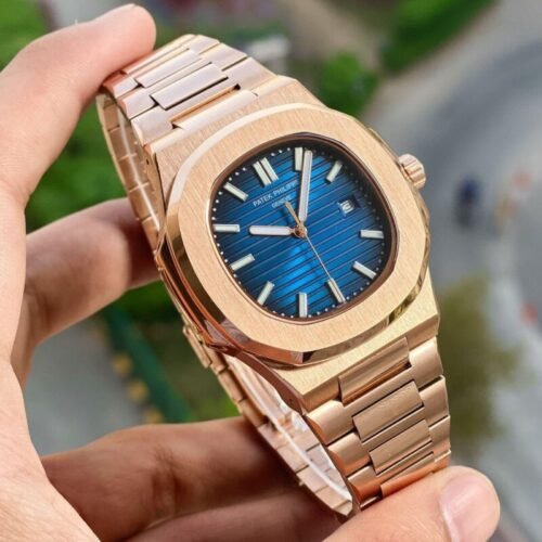 Patek Philippe Nautilus Rosegold Blue Dial Watch