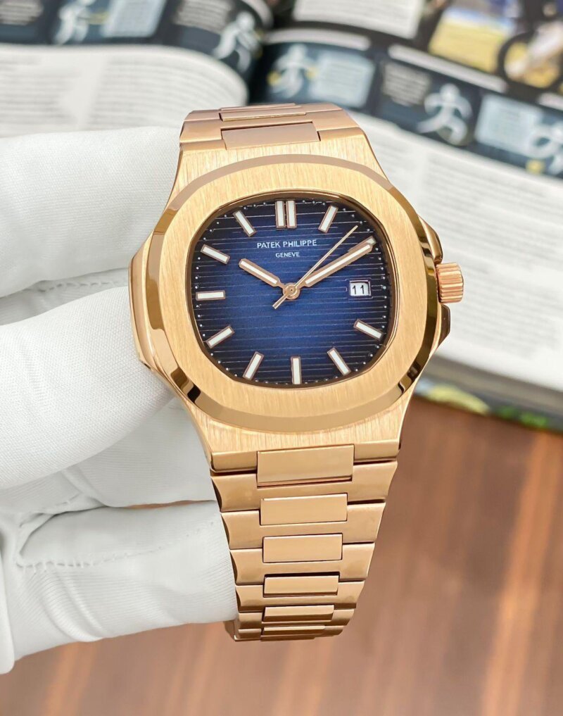 Patek Philippe Nautilus Rosegold Blue Dial Watch