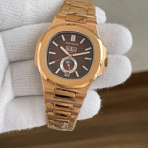 Patek Philippe Nautilus Rosegold Brown Dial Moonphase