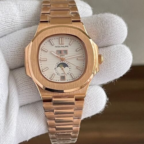Patek Philippe Nautilus Rosegold White Dial Moonphase