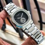 Patek Philippe Silver Diamond Bezel Nautilus