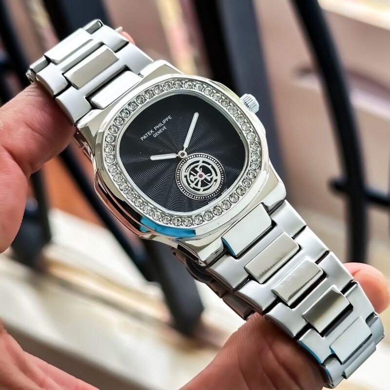 Patek Philippe Silver Diamond Bezel Nautilus