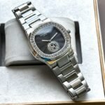 Patek Philippe Silver Diamond Bezel Nautilus
