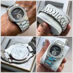 Patek Philippe Silver Diamond Bezel Nautilus