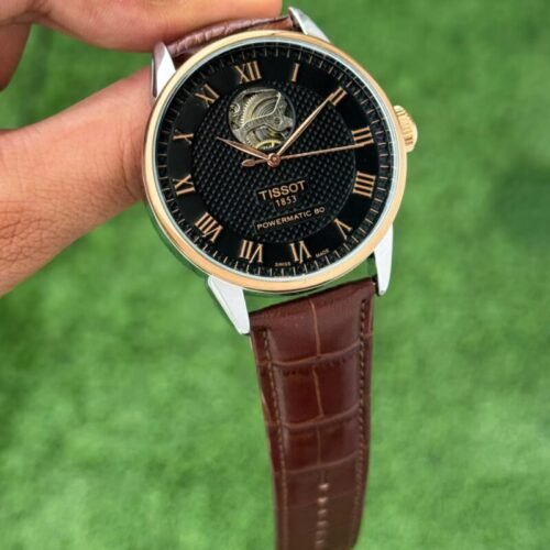 Tissot Le Locle Open Heart Black Leather Strap