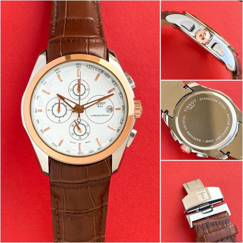 Tissot White Dial Brown Leather Strap Watch