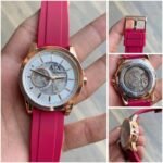 Armani Exchange Skeleton Rose Gold White Dial