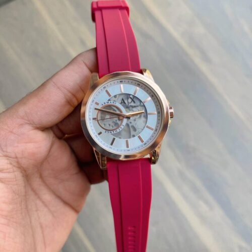 Armani Exchange Skeleton Rose Gold White Dial