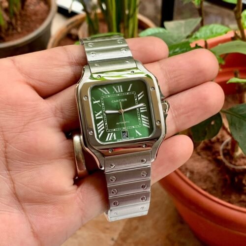 Cartier Santos De Silver Green Dial