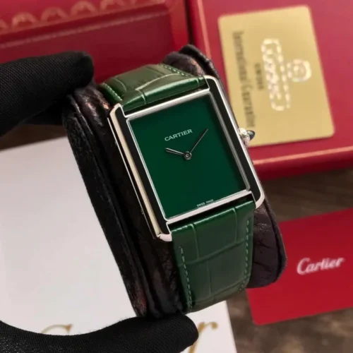 Cartier Tank Slim Silver Green