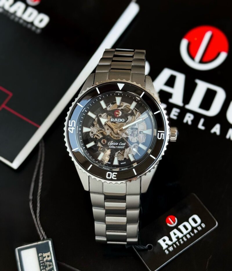 Rado Captain Cook High Tech Skeleton Silver Black Dial