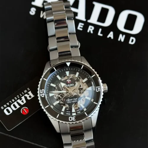 Rado Captain Cook Silver Black Skeleton Dial