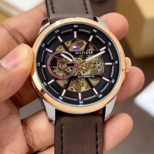 Tommy Hilfiger Skeleton Automatic 43mm Black Dial