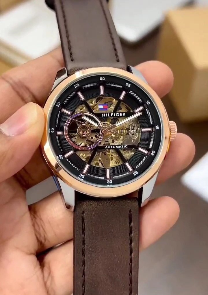 Tommy Hilfiger Skeleton Automatic 43mm Black Dial